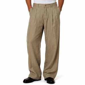 Ronaldus Shamask Barneys Linen Pants Mens 30 New York Olive Green Vintage Italy